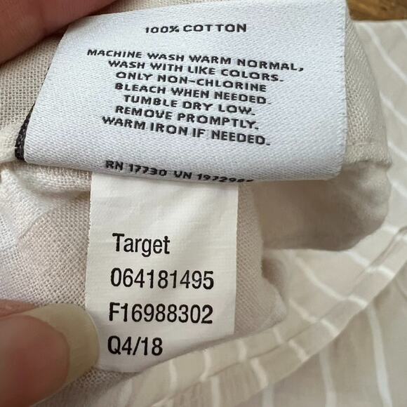 Threshold Shower Curtain Beige & White Striped 100% Cotton 67" x 68.5" - Picture 7 of 11